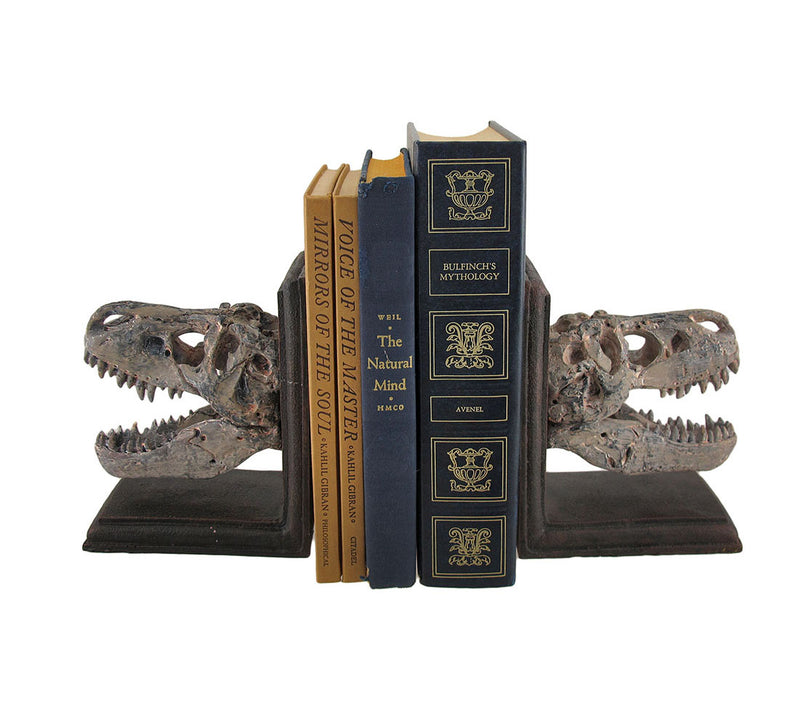 Set of 2 Tyrannosaurus Rex T-Rex Skull Bookends Image 2
