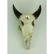 Aged Bull Skull with Succulent Plants Hanging Statue Image 3