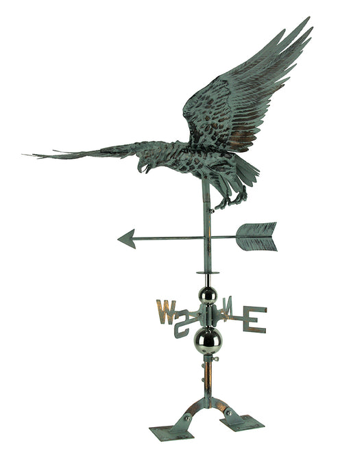 Verdigris Patina Metal Flying Eagle Weather Vane with Roof Mount Image 1