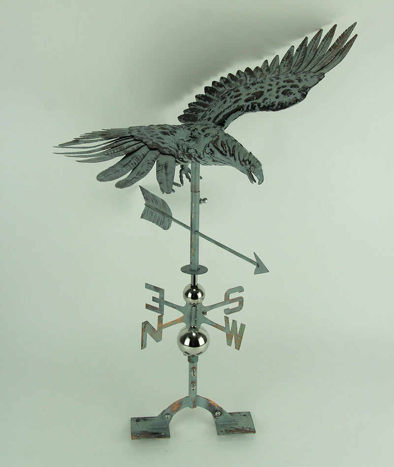 Verdigris Patina Metal Flying Eagle Weather Vane with Roof Mount Image 2