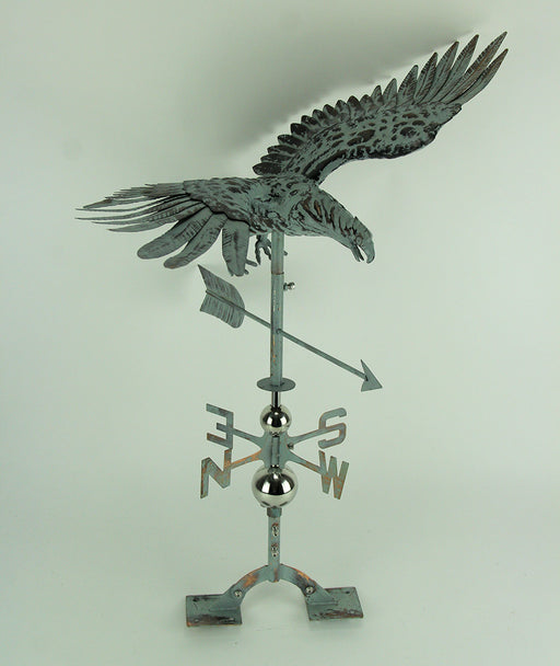 Verdigris Patina Metal Flying Eagle Weather Vane with Roof Mount Image 2