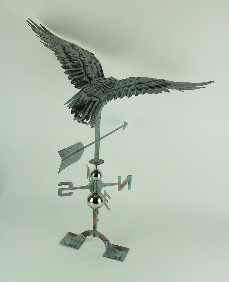 Verdigris Patina Metal Flying Eagle Weather Vane with Roof Mount Image 3
