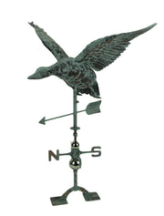 Verdigris Patina Metal Flying Duck Weathervane with Roof Mount Image 1