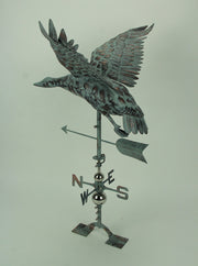 Verdigris Patina Metal Flying Duck Weathervane with Roof Mount Image 2