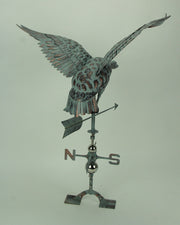 Verdigris Patina Metal Flying Duck Weathervane with Roof Mount Image 3