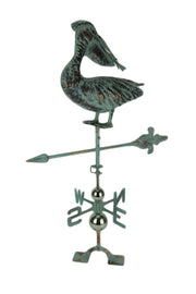 Verdigris Patina Metal Pelican Weather Vane with Roof Mount Image 1