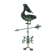 Verdigris Patina Metal Pelican Weather Vane with Roof Mount Image 1