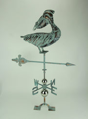 Verdigris Patina Metal Pelican Weather Vane with Roof Mount Image 2