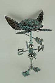 Verdigris Patina Metal Sea Turtle Weathervane with Roof Mount Image 3