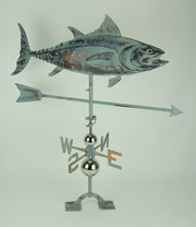 Verdigris Patina Metal Tuna Fish Weather Vane with Roof Mount Image 2