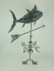 Verdigris Patina Metal Tuna Fish Weather Vane with Roof Mount Image 3