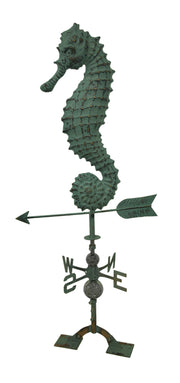 Beautiful Verdigris Finish Seahorse Weathervane With Roof Mount Image 1