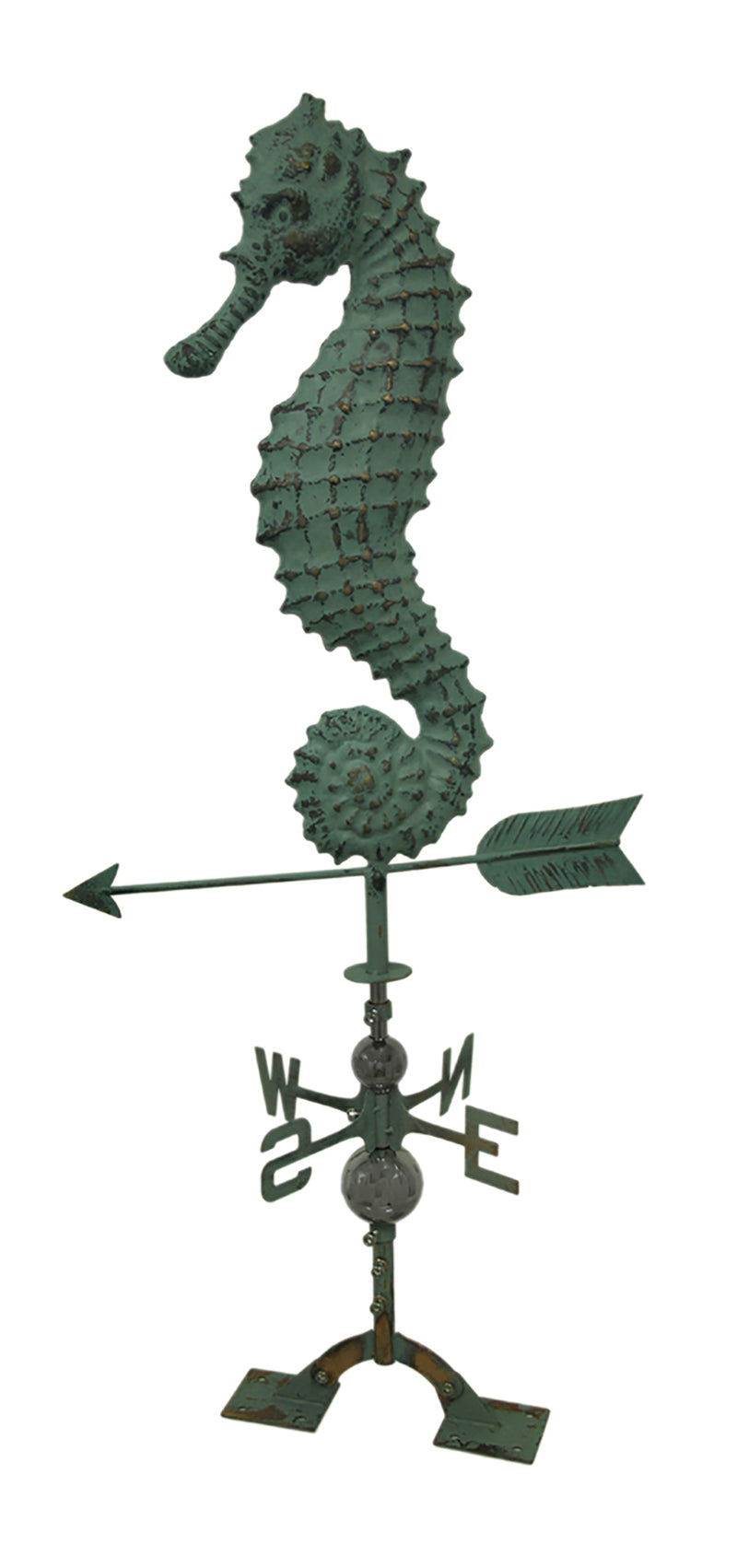 Beautiful Verdigris Finish Seahorse Weathervane With Roof Mount Image 1