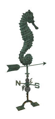 Beautiful Verdigris Finish Seahorse Weathervane With Roof Mount Image 2