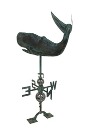 Verdigris Finish Metal Whale Weather Vane w/Roof Mount Image 3