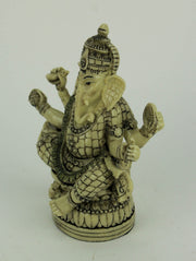 Exquisite Hindu Deity Ganesha: Elephant God on Lotus Flower Resin Statue - Spiritual Home Decor Figurine of Wisdom,
