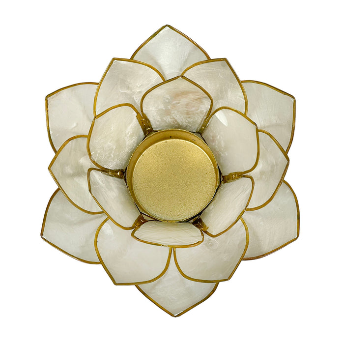 White Capiz Shell Lotus Flower Small Tealight Decorative Candle Holder Home Decor Image 3