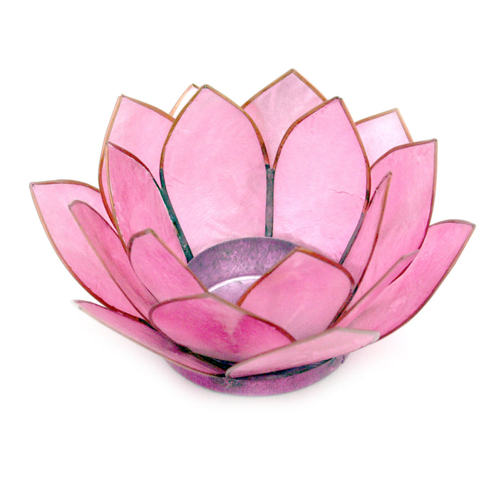 Pink - Image 1 - Light Pink Capiz Shell Lotus Flower Small Tealight Candle Holder for Serene Ambiance and Boho Artistic