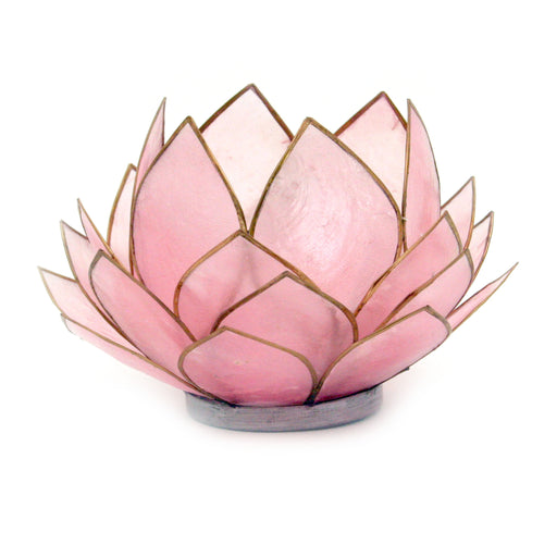 Light Pink Capiz Shell Opening Lotus Flower Bulb Tealight Candle Holder Image 1