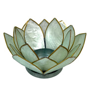 Green - Image 1 - Lotus Flower Tealight Candle Holder, Seafoam Green Capiz Shell 4.5 Inch