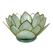 Green - Image 2 - Lotus Flower Tealight Candle Holder, Seafoam Green Capiz Shell 4.5 Inch
