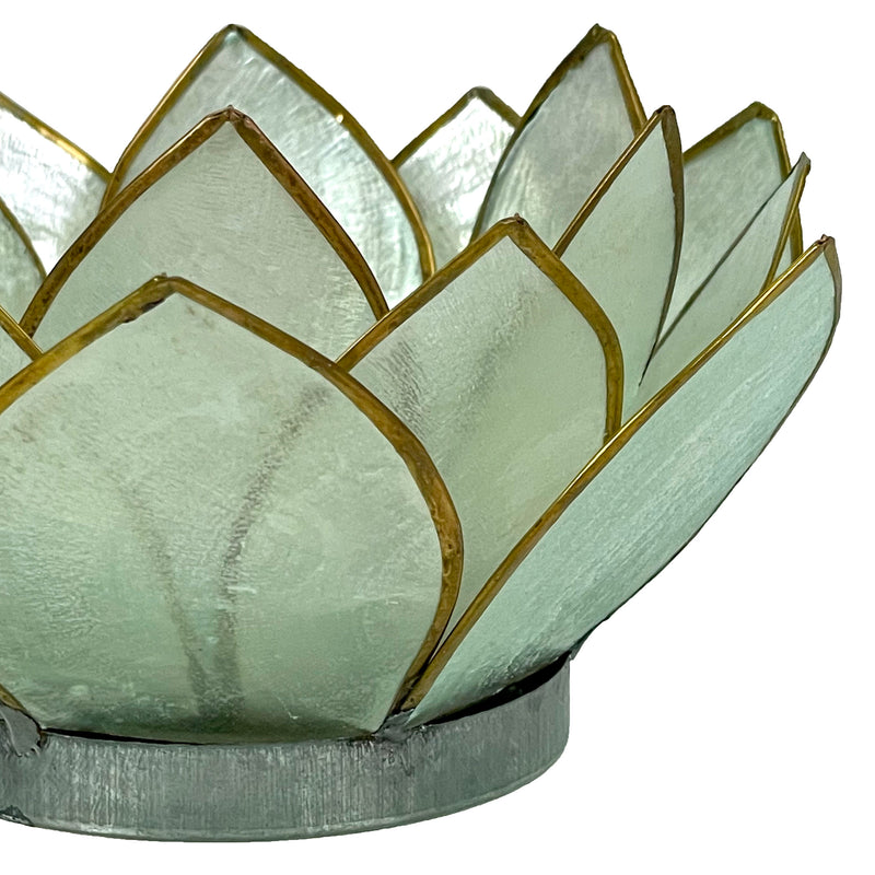 Green - Image 8 - Lotus Flower Tealight Candle Holder, Seafoam Green Capiz Shell 4.5 Inch
