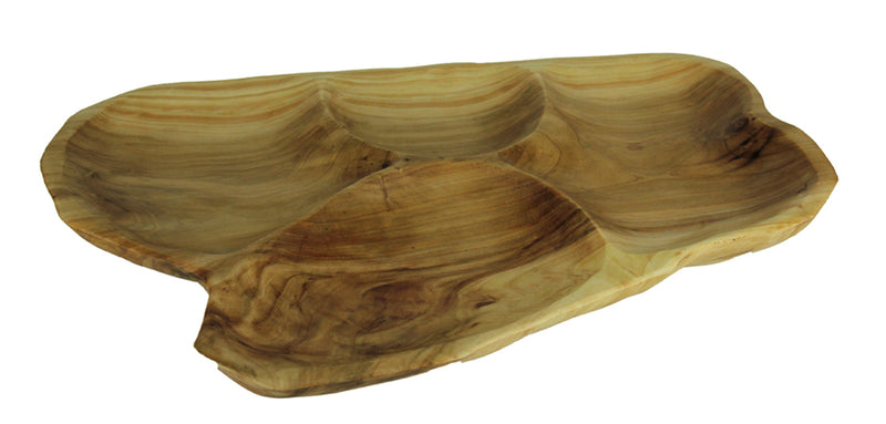 Natural Fir Tree Root 4-Section Snack Serving Tray Image 1