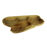 Natural Fir Tree Root 4-Section Snack Serving Tray Image 1