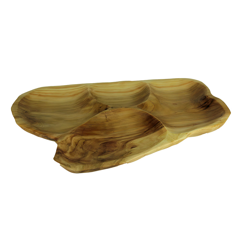 Natural Fir Tree Root 4-Section Snack Serving Tray Image 1