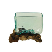 Decorative Vase, 7.5 Inch Melted Glass on Teak Driftwood Image 3