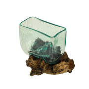 Decorative Vase, 7.5 Inch Melted Glass on Teak Driftwood Image 10