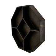 Dark Brown Wooden Geometric Hexagon Crystal Display Shelf Image 2