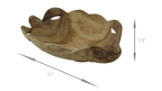 Hand-Carved Twin Sea Turtles Adorned Decorative Scallop Edge Wooden Bowl - Captivating Wood Ocean Decor Measuring 11 Inches