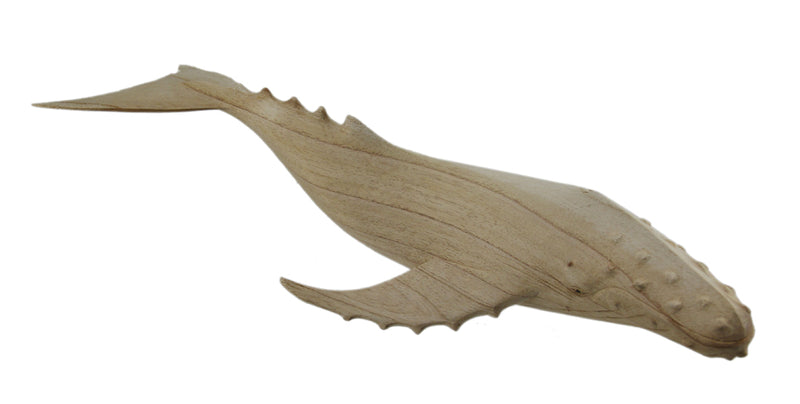 Hand Carved Wood Whale Statue 19in Image 1