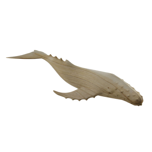Hand Carved Wood Whale Statue 19in Image 1