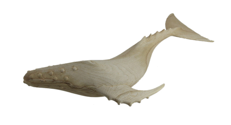 Hand Carved Wood Whale Statue 19in Image 2