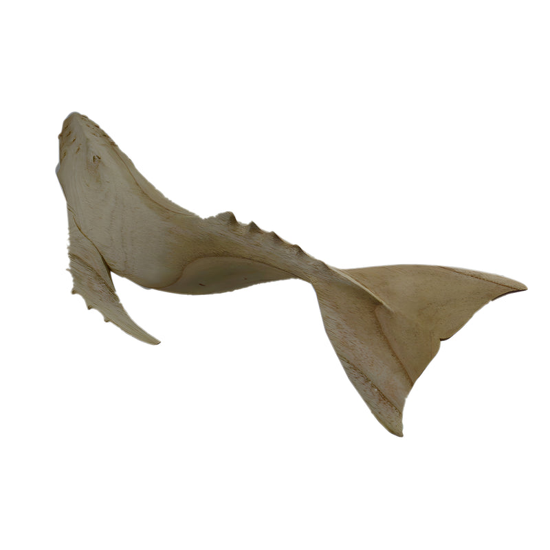 Hand Carved Wood Whale Statue 19in Image 3