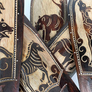 Artisan-Carved Set of 5 Hand-Crafted Wooden African Animal Wall Masks: Unique Tribal Art Sculptures - Each 20 Inches High -