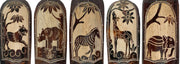 Artisan-Carved Set of 5 Hand-Crafted Wooden African Animal Wall Masks: Unique Tribal Art Sculptures - Each 20 Inches High -