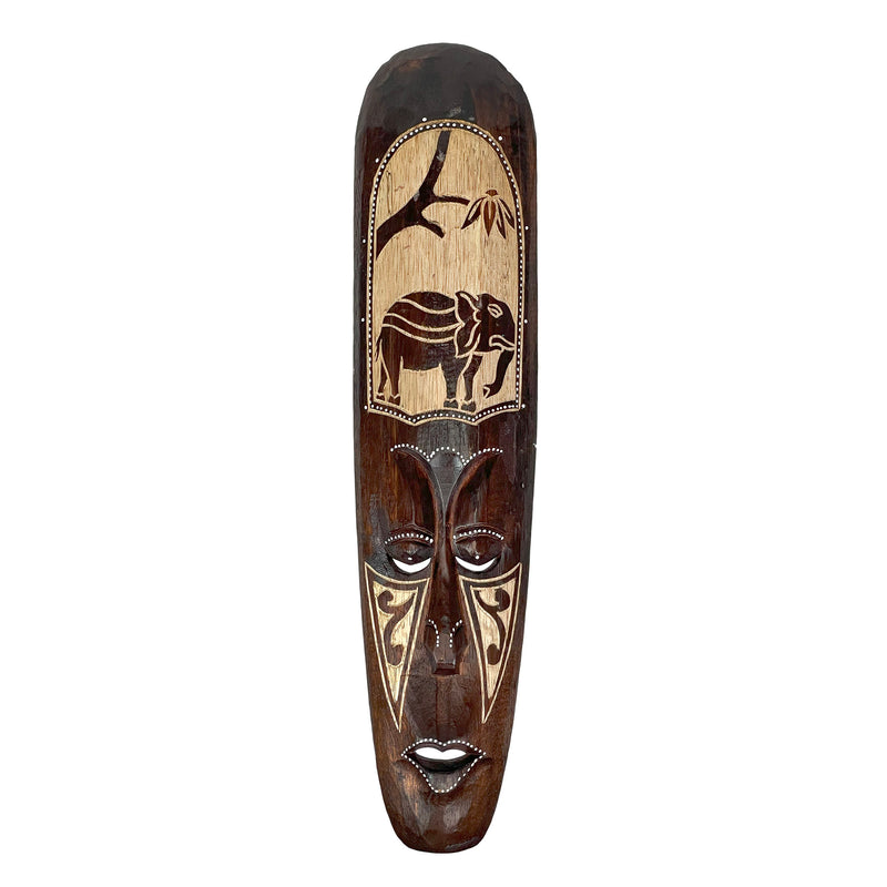 Artisan-Carved Set of 5 Hand-Crafted Wooden African Animal Wall Masks: Unique Tribal Art Sculptures - Each 20 Inches High -