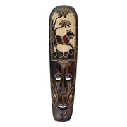 Artisan-Carved Set of 5 Hand-Crafted Wooden African Animal Wall Masks: Unique Tribal Art Sculptures - Each 20 Inches High -