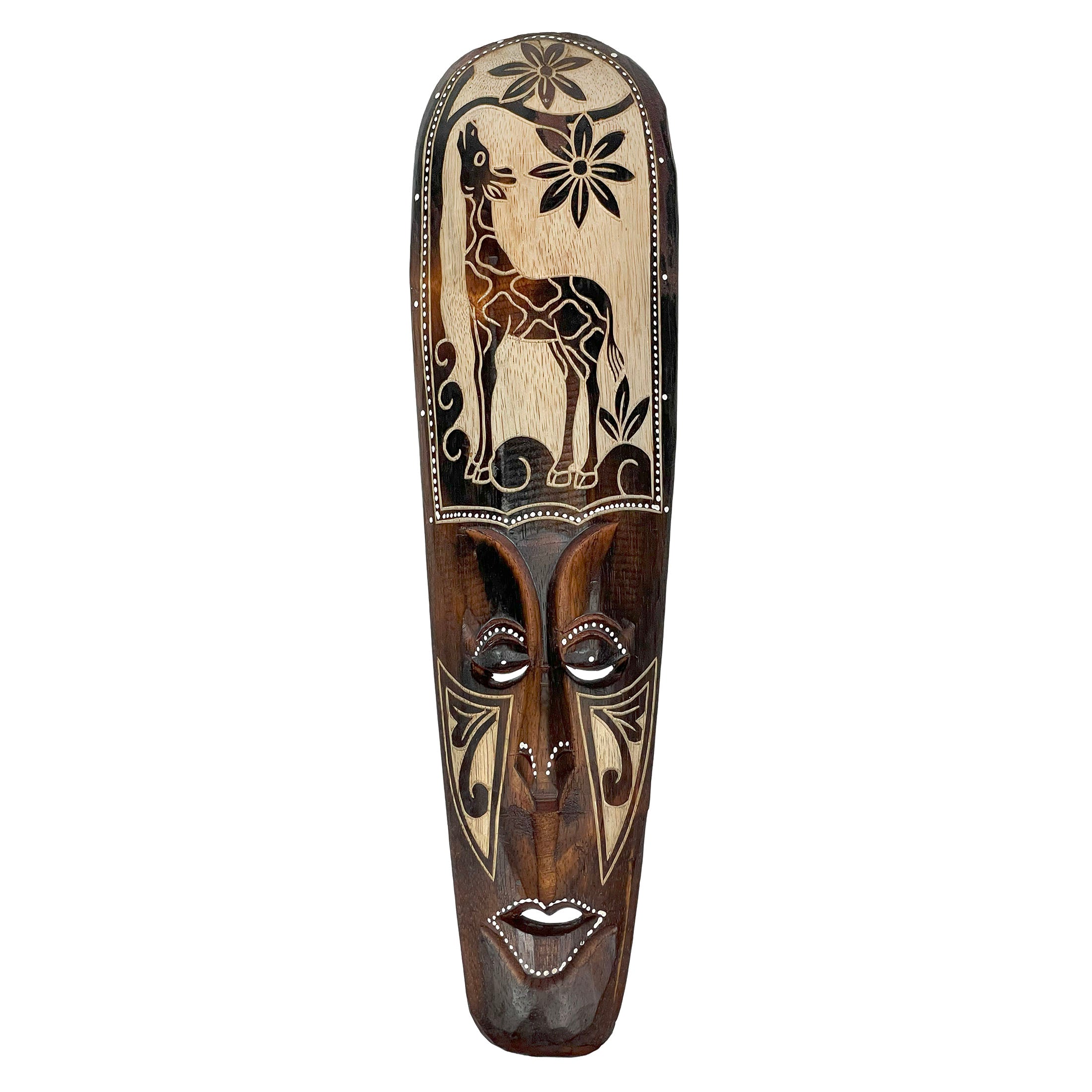 African Animal Wall Masks, Set of 5, Hand-Carved Wood Tribal Art