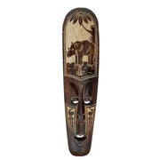 Artisan-Carved Set of 5 Hand-Crafted Wooden African Animal Wall Masks: Unique Tribal Art Sculptures - Each 20 Inches High -
