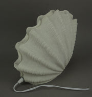White Sandstone Finish Vertical Scallop Shell Coastal Art Accent Lamp Image 4