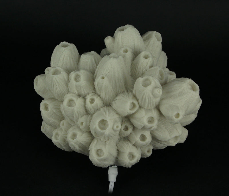 White Faux Tube Coral Decorative Coastal Art Accent Lamp Image 4
