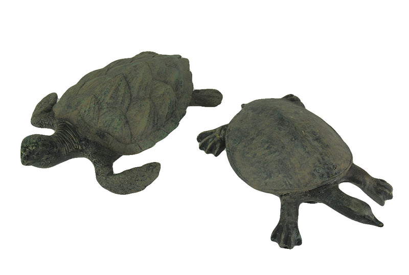 Hawksbill and Soft Shell Sea Turtle 2 Piece Statue Set Image 1
