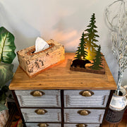 Things2die4 Rectangle Birch Bark Tissue Box Cover, Wood Tissue Holder with Natural Tan Finish, 10 Inches Wide X 5.5 Inches