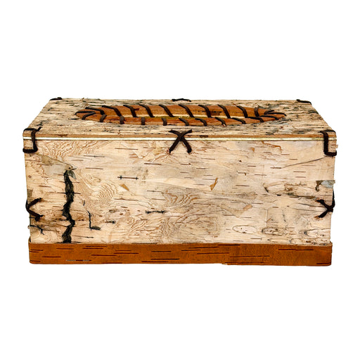 Things2die4 Rectangle Birch Bark Tissue Box Cover, Wood Tissue Holder with Natural Tan Finish, 10 Inches Wide X 5.5 Inches