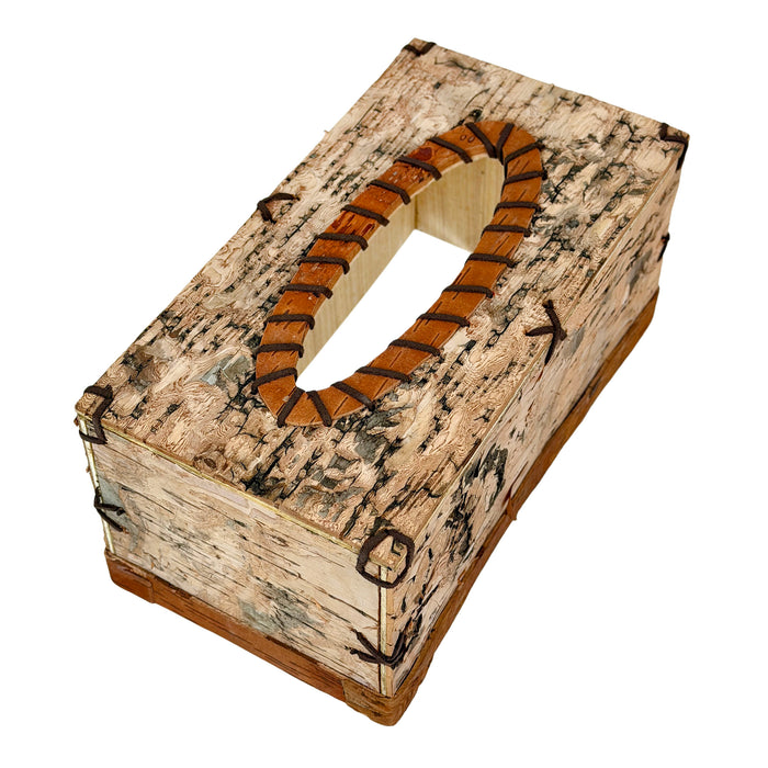 Things2die4 Rectangle Birch Bark Tissue Box Cover, Wood Tissue Holder with Natural Tan Finish, 10 Inches Wide X 5.5 Inches