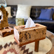 Things2die4 Rectangle Birch Bark Tissue Box Cover, Wood Tissue Holder with Natural Tan Finish, 10 Inches Wide X 5.5 Inches